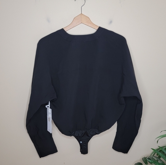 NWT Evereve Good American | Black Utility Wrap Long Sleeve Bodysuit Size 1 Small - Picture 5 of 10